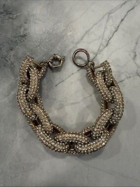J. Crew Pavé Crystal Rhinestone Gold-Tone Link Bracelet